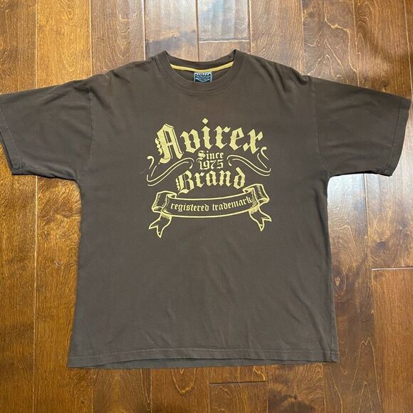 Avirex Brand Vintage Y2K Baggy Fit Brown Graphic T-Shirt Cotton Mens Size Large - Picture 3 of 7